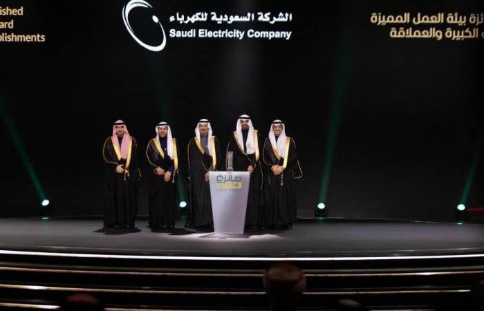الشركة السعودية للكهرباء تفوز بجائزة العمل 2025 في مسار “بيئة العمل المميزة” للمنشآت الكبيرة والعملاقة