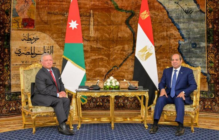 الرئيس السيسى وملك الأردن يجددان رفضهما لكل الانتهاكات والممارسات التعسفية ضد الشعب الفلسطينى