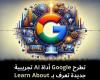 تطرح
Google
أداة
AI
تجريبية
جديدة
تعرف
بـ
Learn
About