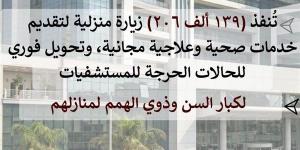 صحة الشرقية: تنفيذ 139 ألف و206 زيارة منزلية لكبار السن وذوي الهمم خلال 93 أسبوعا