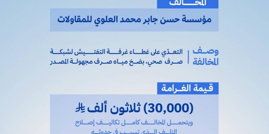 الهيئة السعودية للمياه تُصدر قرارين بمخالفة أحكام نظام المياه وتفرض غرامات بإجمالي (130,000) ريال